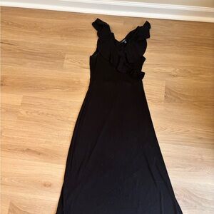 Buffalo David Bitton Black Ruffle-Trim Maxi Dress
